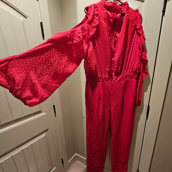 Ashley Stewart’ One-Piece Red Pants Suit 14/16 OR 28/61 NWOT - Picture 1 of 10